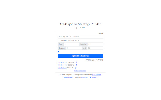 TradingView Strategy Finder  from Chrome web store to be run with OffiDocs Chromium online