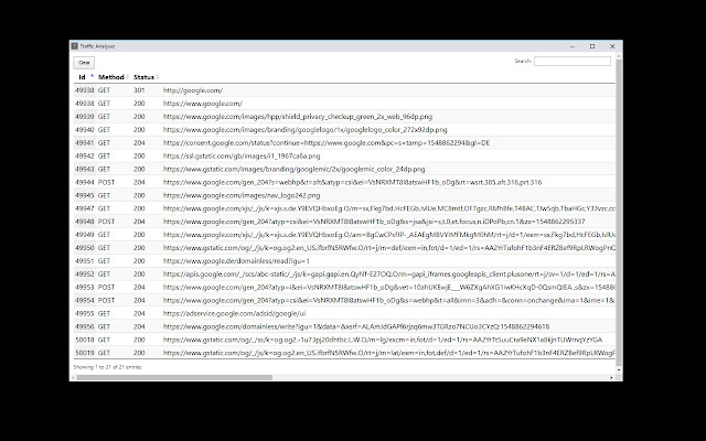 Traffic Analyser  from Chrome web store to be run with OffiDocs Chromium online