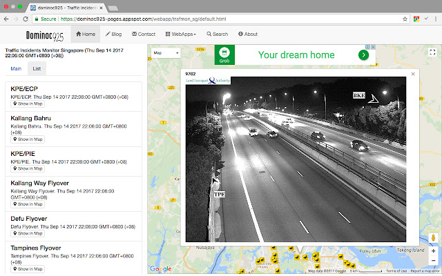 Monitoraggio degli incidenti stradali a Singapore dal negozio web di Chrome per essere eseguito con OffiDocs Chromium online