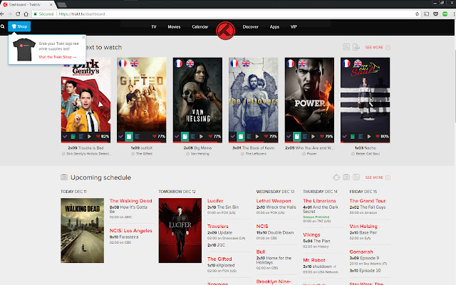 TraktSub  from Chrome web store to be run with OffiDocs Chromium online