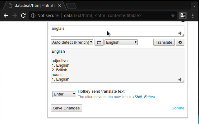 Trance Translate  from Chrome web store to be run with OffiDocs Chromium online