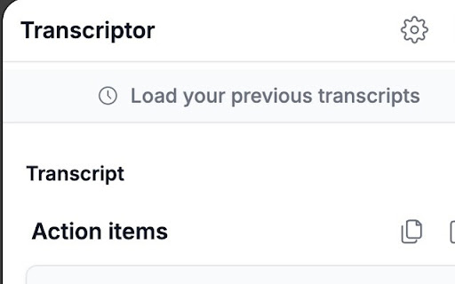 Transcriptor (Early Preview)  from Chrome web store to be run with OffiDocs Chromium online