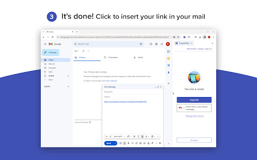 TransferNow for Chrome and Gmail  from Chrome web store to be run with OffiDocs Chromium online