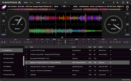 Transitions DJ Video  from Chrome web store to be run with OffiDocs Chromium online