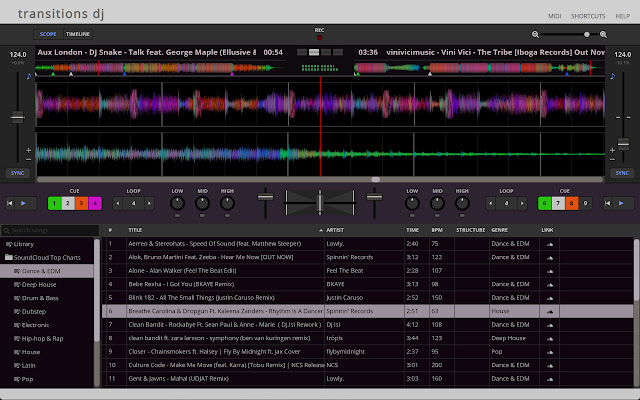 Transitions DJ Web  from Chrome web store to be run with OffiDocs Chromium online