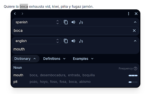 Translater translation of selected text  from Chrome web store to be run with OffiDocs Chromium online