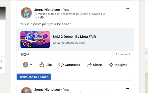 Translate to Human  from Chrome web store to be run with OffiDocs Chromium online