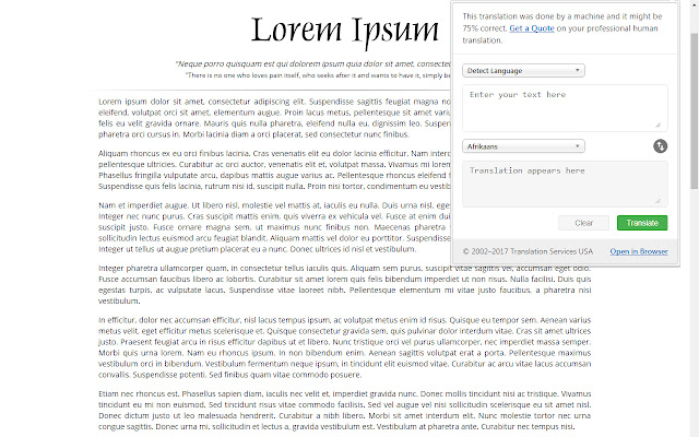 Translation Services USA Free Translator  from Chrome web store to be run with OffiDocs Chromium online