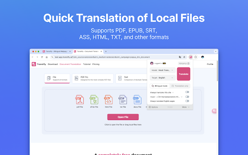 Translify Translate Web  PDF  from Chrome web store to be run with OffiDocs Chromium online