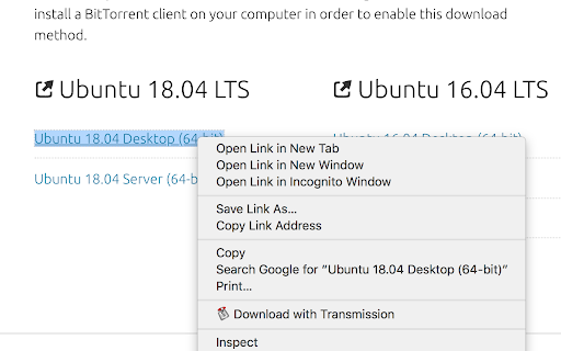 Transmission Context Menu  from Chrome web store to be run with OffiDocs Chromium online