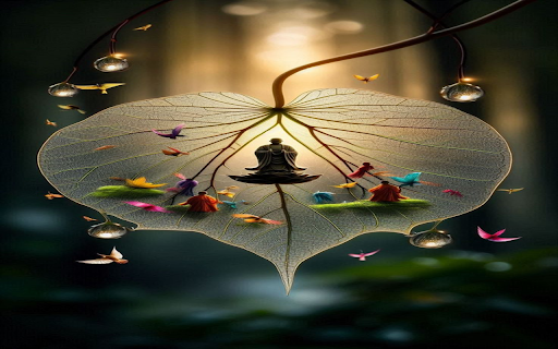 Transparent leaf wallpaper  from Chrome web store to be run with OffiDocs Chromium online