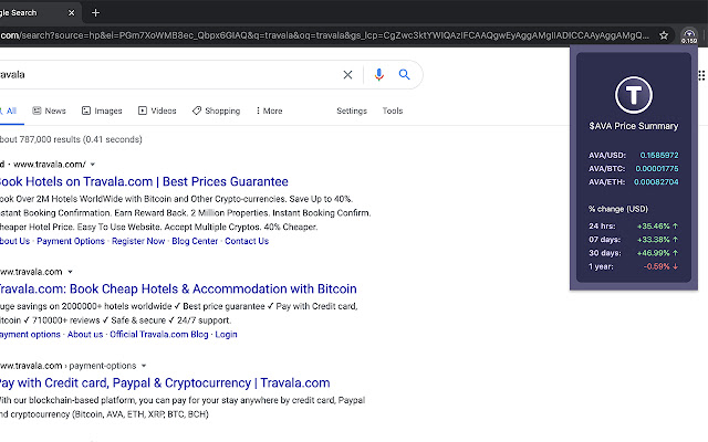 Travala price ticker  from Chrome web store to be run with OffiDocs Chromium online
