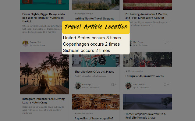 Travel Article Location  from Chrome web store to be run with OffiDocs Chromium online