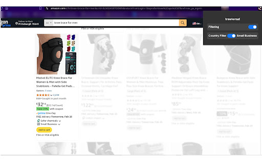 trawlernet amazon product filtering extension  from Chrome web store to be run with OffiDocs Chromium online