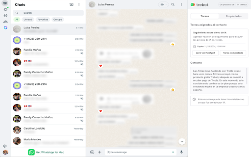 Trebot: HubSpot Integration for WhatsApp Web  from Chrome web store to be run with OffiDocs Chromium online