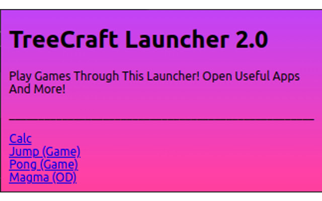 TreeCraft Launcher  from Chrome web store to be run with OffiDocs Chromium online