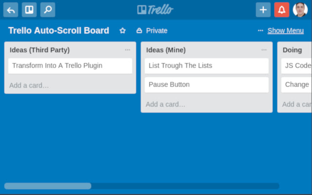 Trello Auto Scroll  from Chrome web store to be run with OffiDocs Chromium online