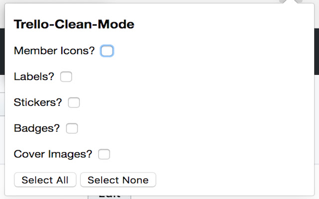 Trello Clean Mode  from Chrome web store to be run with OffiDocs Chromium online