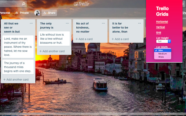 Trello Grids  from Chrome web store to be run with OffiDocs Chromium online