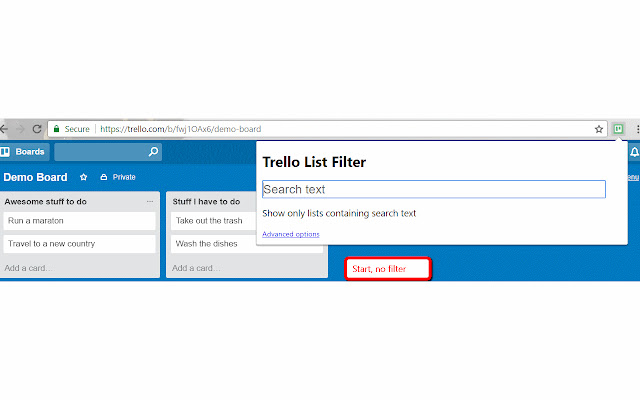 Trello List Filter  from Chrome web store to be run with OffiDocs Chromium online