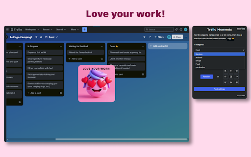 Trello Moments  from Chrome web store to be run with OffiDocs Chromium online