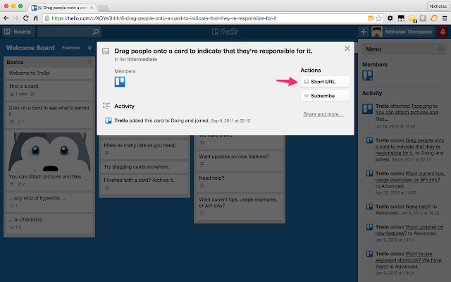 Trello Short URL  from Chrome web store to be run with OffiDocs Chromium online