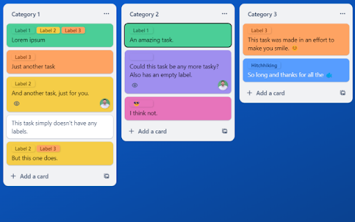 Trello utils  from Chrome web store to be run with OffiDocs Chromium online