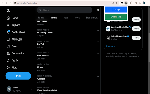 TrendExtractor: Real Time Twitter Trending Hashtag Scraper  from Chrome web store to be run with OffiDocs Chromium online