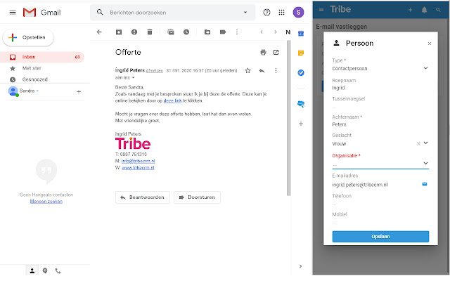 Tribe CRM  from Chrome web store to be run with OffiDocs Chromium online