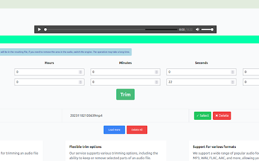 Trim Audio Online  from Chrome web store to be run with OffiDocs Chromium online