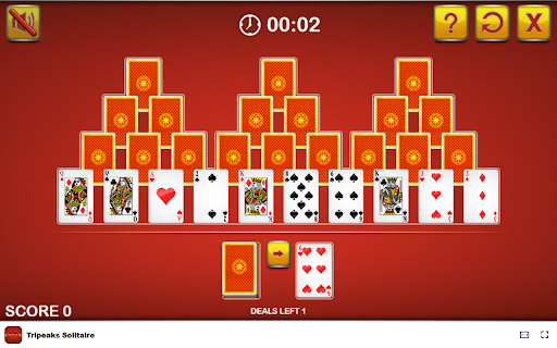 Tripeaks Solitaire Clear three peaks with strategic moves!  from Chrome web store to be run with OffiDocs Chromium online
