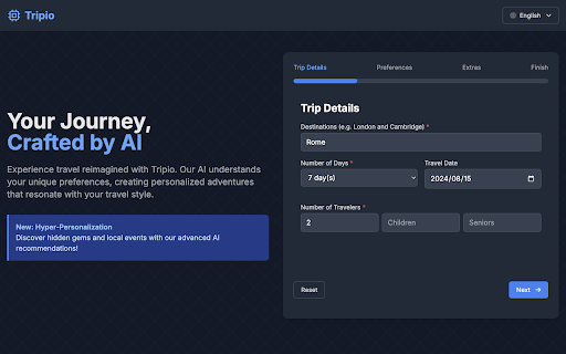 Tripio AI Travel Planner  from Chrome web store to be run with OffiDocs Chromium online