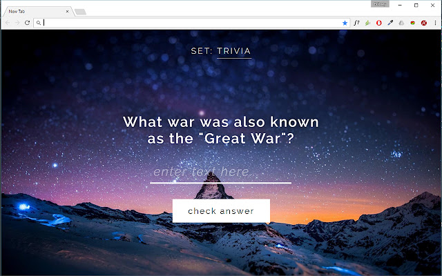 Trivia Tab  from Chrome web store to be run with OffiDocs Chromium online