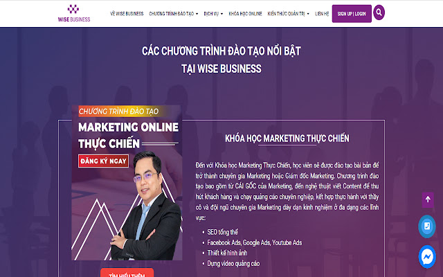 Trường đào tạo doanh nhân WISE BUSINESS dal Chrome web store da eseguire con OffiDocs Chromium online