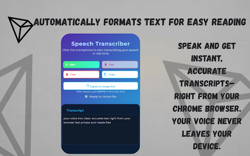 Tronscribe  from Chrome web store to be run with OffiDocs Chromium online