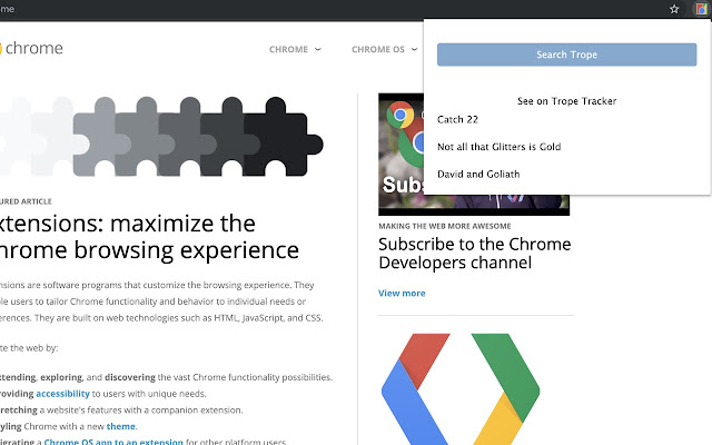 trope tracker  from Chrome web store to be run with OffiDocs Chromium online