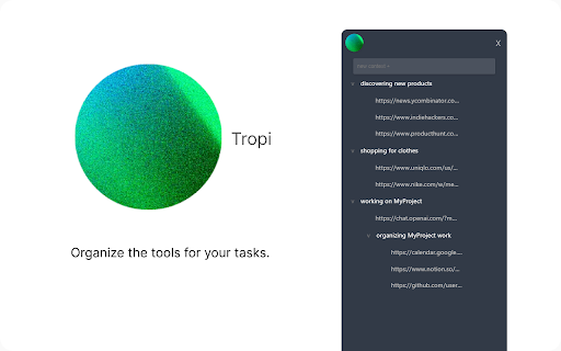 Tropi  from Chrome web store to be run with OffiDocs Chromium online