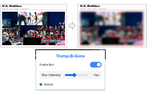 Trump B Gone  from Chrome web store to be run with OffiDocs Chromium online