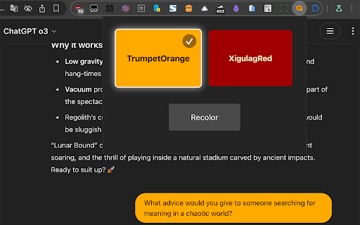 TrumpetOrange  from Chrome web store to be run with OffiDocs Chromium online