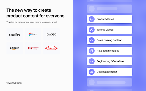 Trupeer AI Screen Recorder For Stunning Product Demos and Guides  from Chrome web store to be run with OffiDocs Chromium online