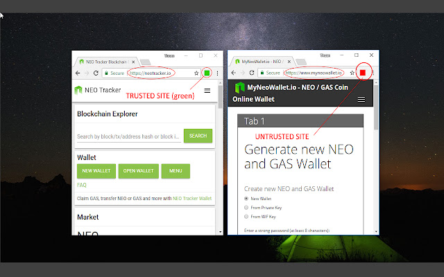 Trusted Crypto Site Indicator  from Chrome web store to be run with OffiDocs Chromium online