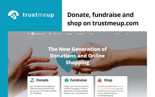 TrustMeUp Donate and Shop  from Chrome web store to be run with OffiDocs Chromium online