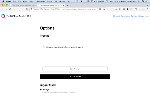 TruthGPT for Google™  from Chrome web store to be run with OffiDocs Chromium online