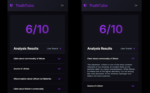 TruthTube  from Chrome web store to be run with OffiDocs Chromium online
