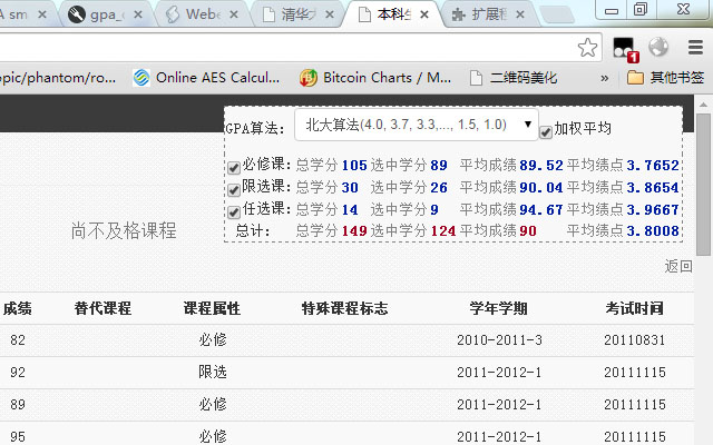 Tsinghua University GPA Calculator  from Chrome web store to be run with OffiDocs Chromium online