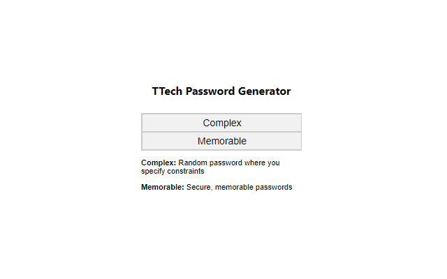 TTech Random Password Generator  from Chrome web store to be run with OffiDocs Chromium online