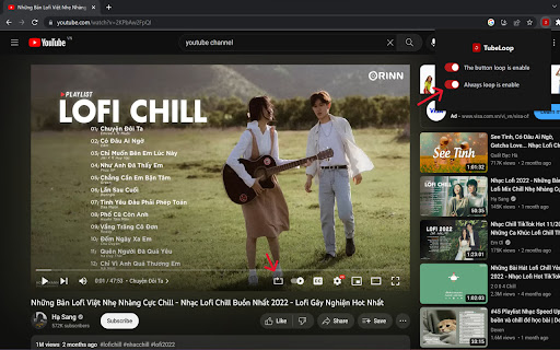 TubeLoop  from Chrome web store to be run with OffiDocs Chromium online