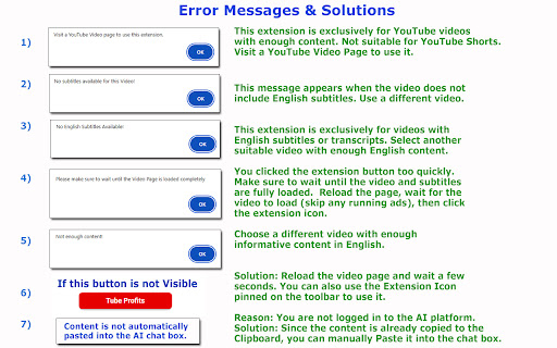 TubeProfits, YouTube Transcript to AI Content Creator  from Chrome web store to be run with OffiDocs Chromium online