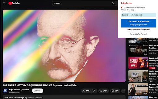 TubeTamer Unproductive YouTube Video Blocker  from Chrome web store to be run with OffiDocs Chromium online