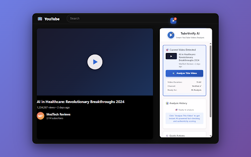 TubeVerify AI  from Chrome web store to be run with OffiDocs Chromium online